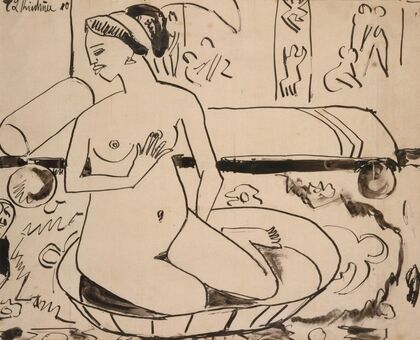 Badende im Atelier der Brücke (1910)