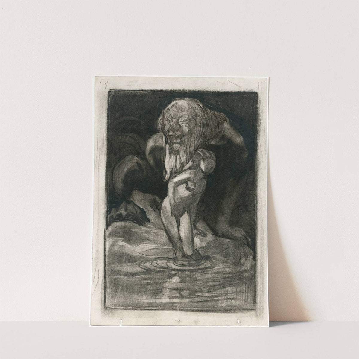Badende vrouw met reus by Johannes Josephus Aarts