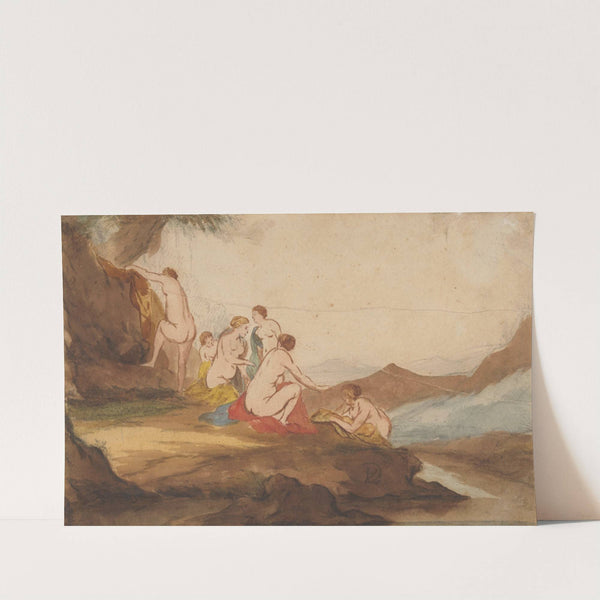 Badende vrouwen in een landschap by Dirck van der Lisse