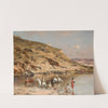 Baignade de Chevaux (Algerian Caravan Bathing Horses against a Rocky Landscape) by Victor Huguet