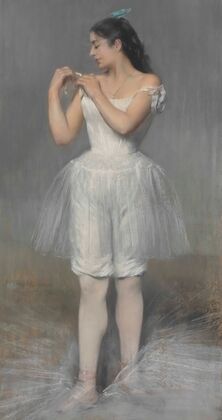 Ballerina adjusting her Shoulder Strap