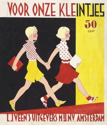 Bandontwerp voor; Henriëtte Dietz e.a., Voor onze kleintjes; geïllustreerde vertellingen om voor te lezen en zelf te lezen voor kinderen van 5-8 jaar, c. 1928