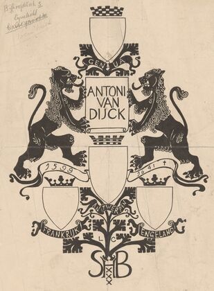 Bandontwerp voor; M.C. Nieuwbarn, Antoon van Dijck; de mensch en de meester, twintig photogravures naar zijne meest beroemde werken, 1903