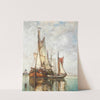 Barges Moored Before A Windmill by Paul Jean Clays