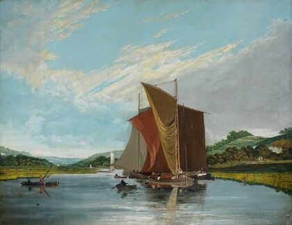 Barges on a river