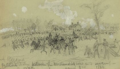 Barlow and Gibbons charge between the Mechanicsville road and swamp, June 3rd, 1864