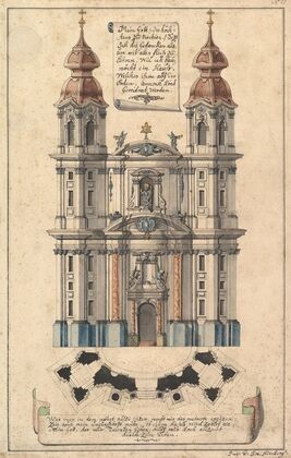 Baroque Church Façade with Obliquely Placed Towers
