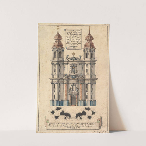 Baroque Church Façade with Obliquely Placed Towers by Joseph Kirnberger