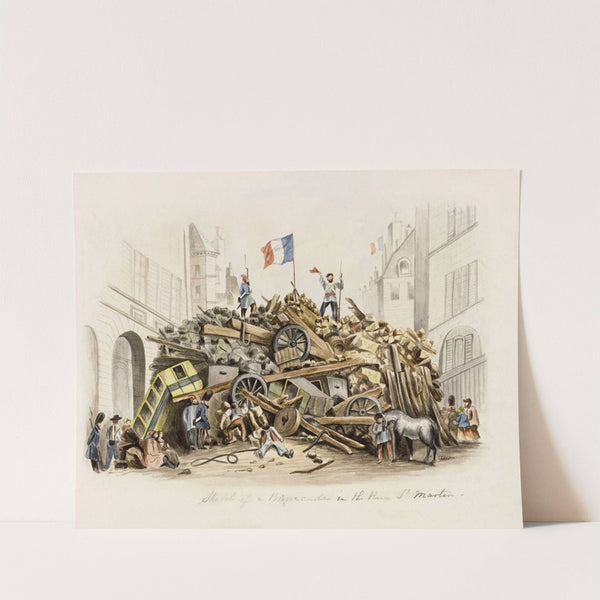 Barricade dans la rue Saint-Martin le 25 février 1848, 3ème et 4ème arrondissements (1848) by James Duffield Harding
