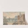 Basel, Bridge Center, Quayside, with Figures and Shipping Right, with Cathedral Rising behind Buildings (ca. 1807) by John Henderson