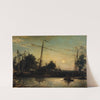 Bateau en construction en bord de canal, Paysage hollandais by Johan Barthold Jongkind