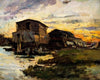 Bateau-lavoir sur la Seine, aux environs de Paris