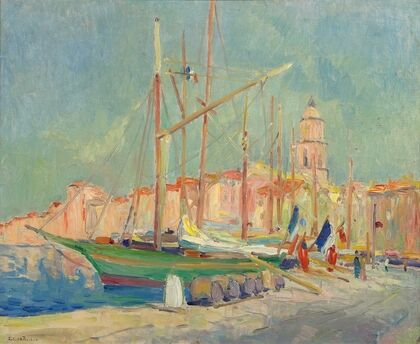 Bateaux pavoisés dans le port de Saint-Tropez (1935-1936)