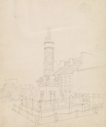 Battle Monument as seen from the west door of City Hotel, Baltimore