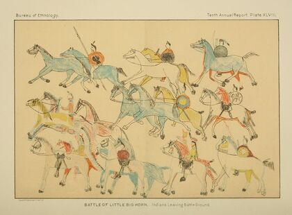 Battle of Little Big Horn; Indians leaving battleground