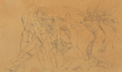 Battle Scene with a Prisoner Being Bound, after Raphael (ca. 1823)