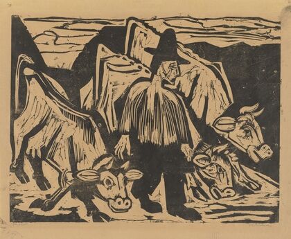Bauer mit drei Kühen (1922)