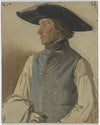 Bauer mit großem Hut und blauer Weste