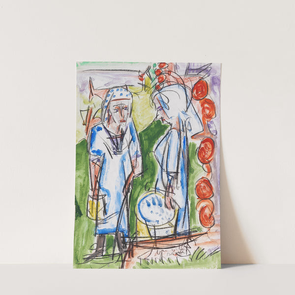 Bäuerinnen am Brunnen auf der Stafelalp (ca 1919) by Ernst Ludwig Kirchner