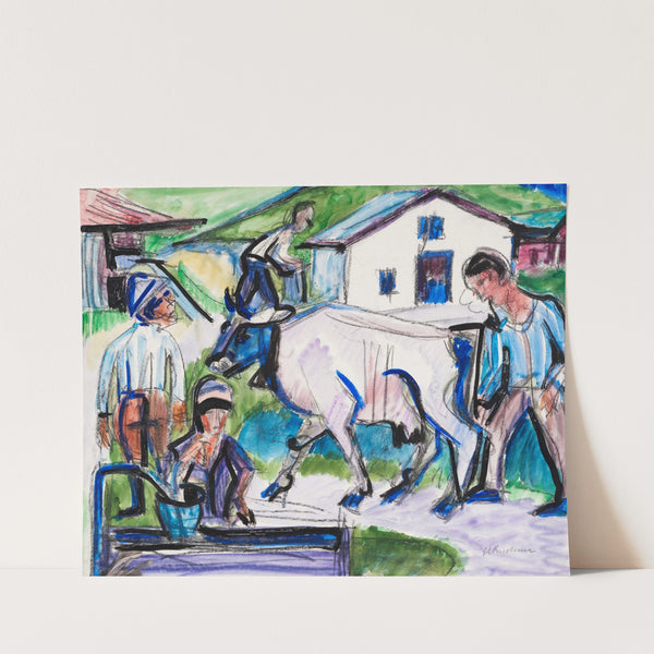 Bauern mit Kuh (1922) by Ernst Ludwig Kirchner