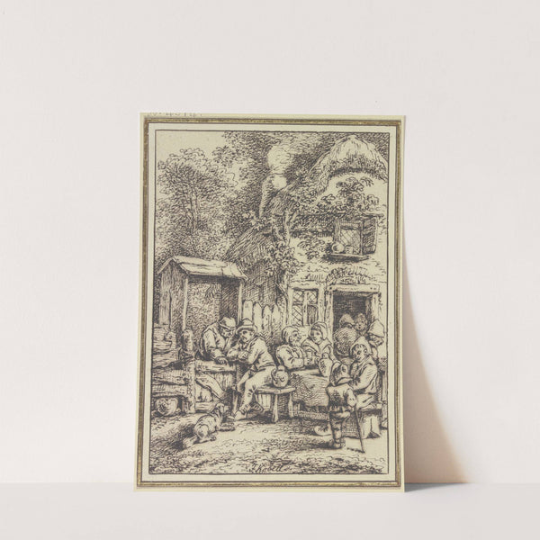 Bauerngruppe vor einem Haus bei Unterhaltung und Trunk by Ferdinand Kobell