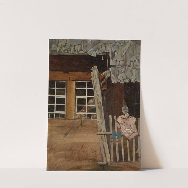 Bauernhausecke mit Gartenzaun und Huhn (1862) by Hans Thoma