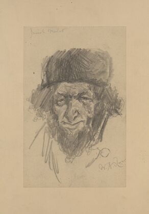 Bearded Jewish man in hat, facing straight ahead (1889)