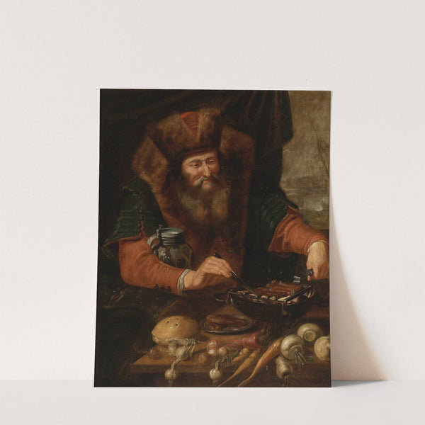 Bearded Man Cooking Sausages by Artus Wolfaerts