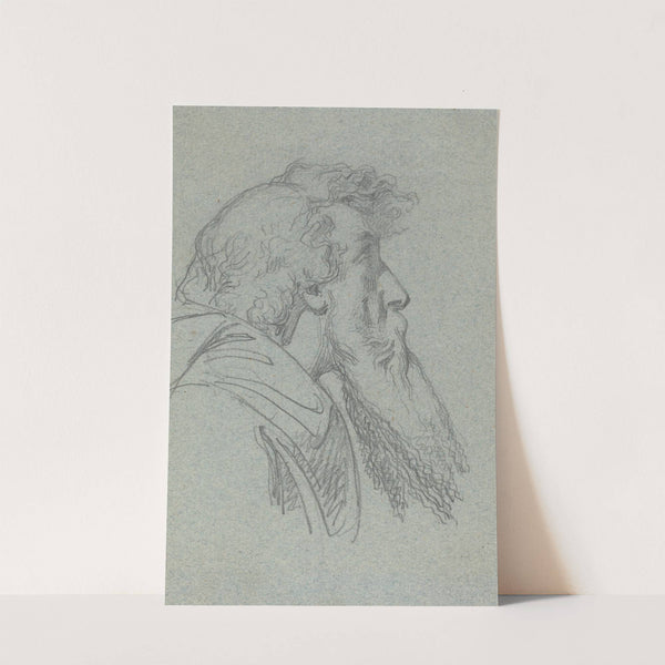 Bearded Man Looking Up – Cloaked Figure with Raised Arms by Alexandre Bida