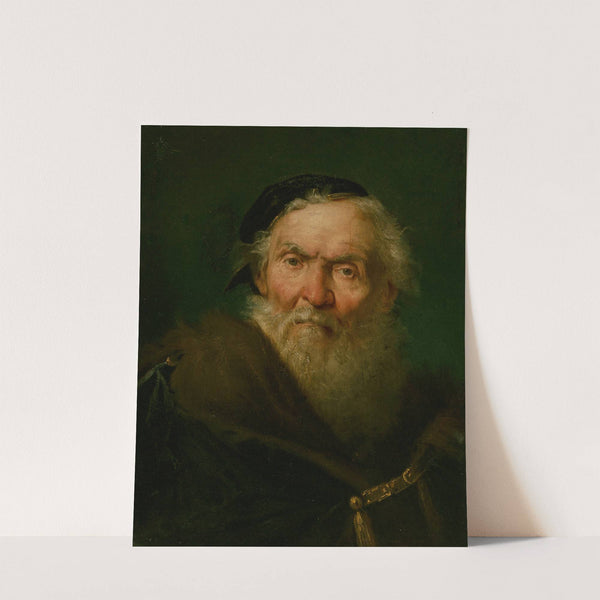 Bearded old man wearing a fur-trimmed cloak with gold clasp by Giuseppe Nogari