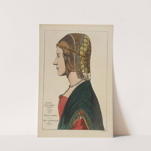Béatrix D&#039;Este-Sforza duchesse de Milan 1490. Tableau de Léonardo a la Bilbl[iothèque] Ambrosienne de Milan. by Raphaël Jacquemin