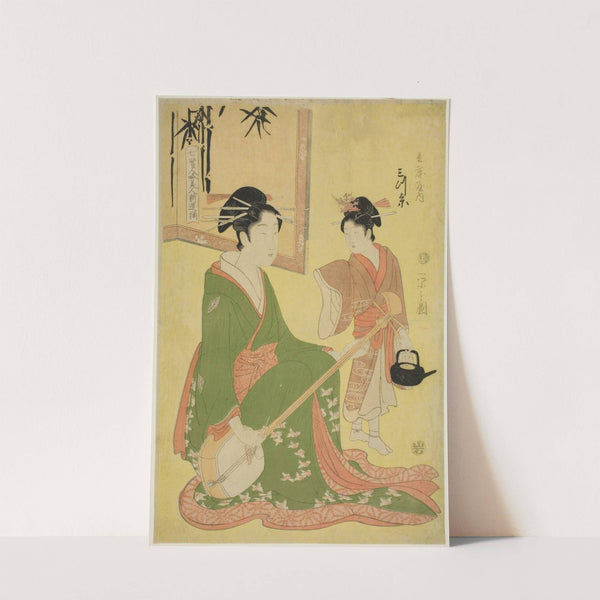 Beauties Parodying the Seven Sages – A Selection of Younger Courtesans (Shichi kenjin yatsushi bijin shinzo zoroe); Mitsuito of the Hyogoya (1793) by Chōbunsai Eishi
