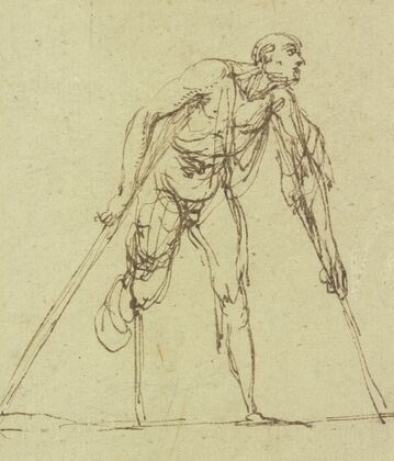 Beggar with two crutches