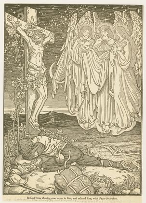Behold three shining ones came to him, and saluted him, with Peace be to thee.