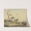 Bei einem Zaun Vieh auf der Weide, rechts zwei Schweine by Pieter Gerardus van Os