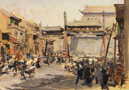 Beijing – Busy street in front of the Qianmen (Zhengyangmen) city gate