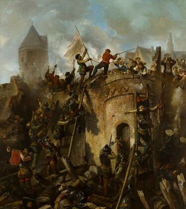 Beleg van Alkmaar, 18 september 1573; Spaanse troepen bestormen de stad  (1862)