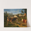 Bellowing cows by the fence gate by Johan Thomas Lundbye