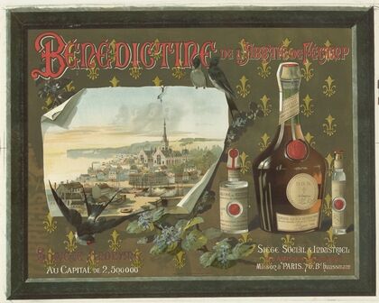 Bénédictine de l’Abbaye de Fécamp avec une vue de Fécamp (1891)