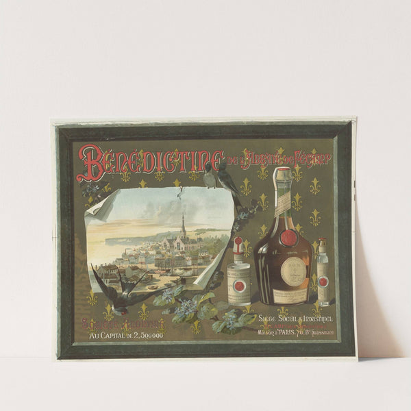 Bénédictine de l&#8217;Abbaye de Fécamp avec une vue de Fécamp (1891) by Imp. Camis