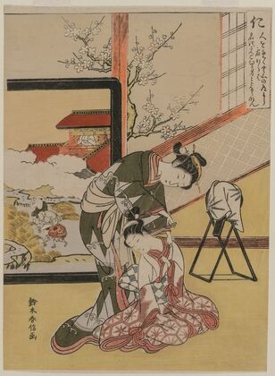 Benevolence:Courtesan Shaving the Neck of her Servant (from a series of Five Confucian Virtues)