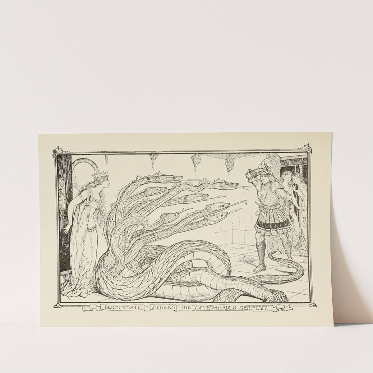 Bensurdatu attacks the Seven-headed Serpent by Henry Justice Ford