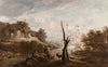 Bergers et leurs troupeaux dans un paysage