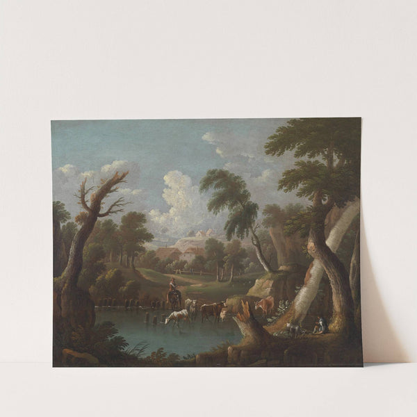 Bergige Landschaft mit trinkendem Vieh by Johann Georg von Bemmel