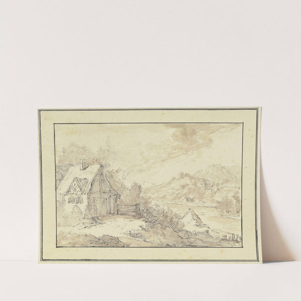 Bergiges Flußufer mit Burgen und Häusern by Franz Schütz