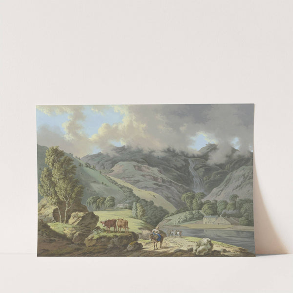 Berglandschaft mit einem Wasserfall und Flüßchen im Vordergrund by Karl Franz Kraul