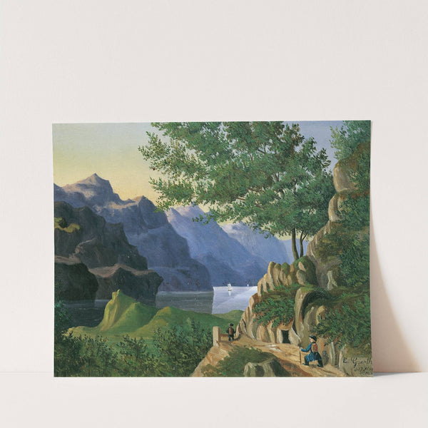 Bergsee mit Wanderer by E. Guenther