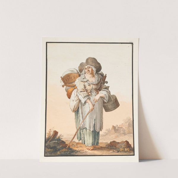 Bettlerin, ihr Kind in der Wiege auf dem Rücken tragend (1780) by Marquard Wocher