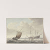 Bewegte See mit Schiffen, gelbe Flagge mit goldenem Löwen by Martinus Schouman