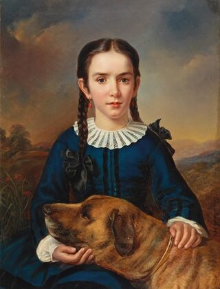 Bildnis der Baroness Trent-Turcati mit Hund